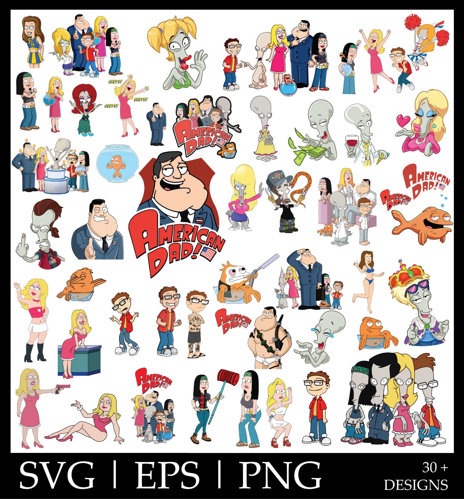 American Dad Svg Sticker Png Cricut Png Files Svg Digital Bundle Roger