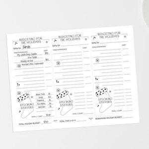 PRINTABLE Budgeting for the Holidays Worksheet; Print at Home Digital DOWNLOAD; Budget Worksheet