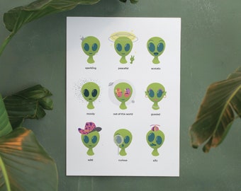 Alien Funny Feelings Moody Wall Art; DIGITAL DOWNLOAD Wall Art for All, Alien Art