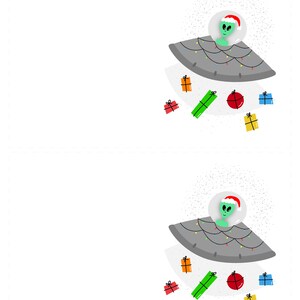 Alien Santa Holiday Greeting Card, PRINTABLE, DIGITAL Download, Merry