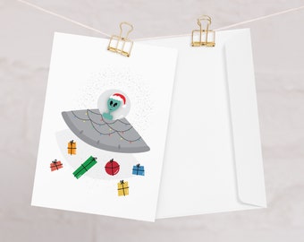 Alien Santa Holiday Greeting Card, Merry Christmas Card