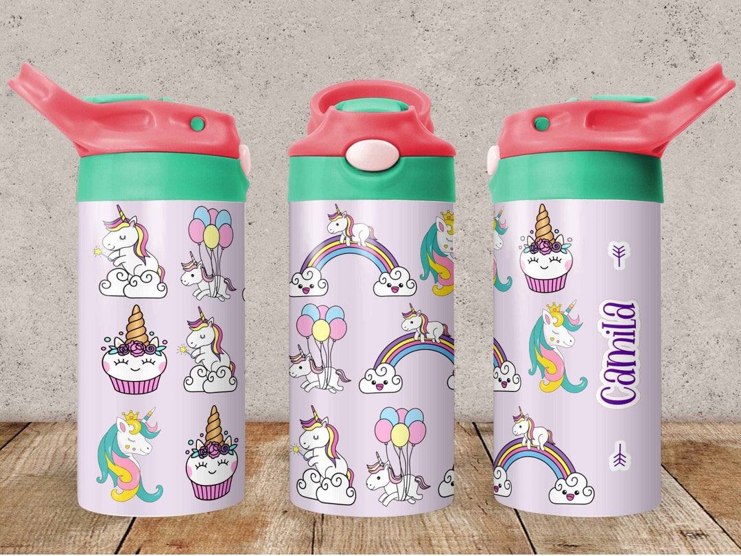 Unicorn and Rainbows Water Bottle 12 Oz Kids Tumbler Fun Kid Water ...