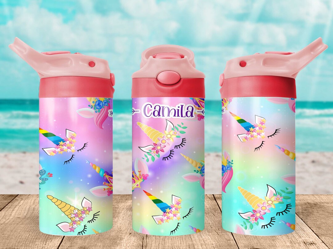 Unicorn Kids Water Bottle 12 Oz Water Tumbler Girls Personalized Name ...