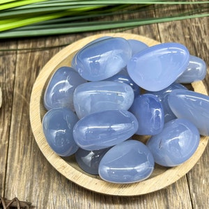 Blue chalcedony palm stone