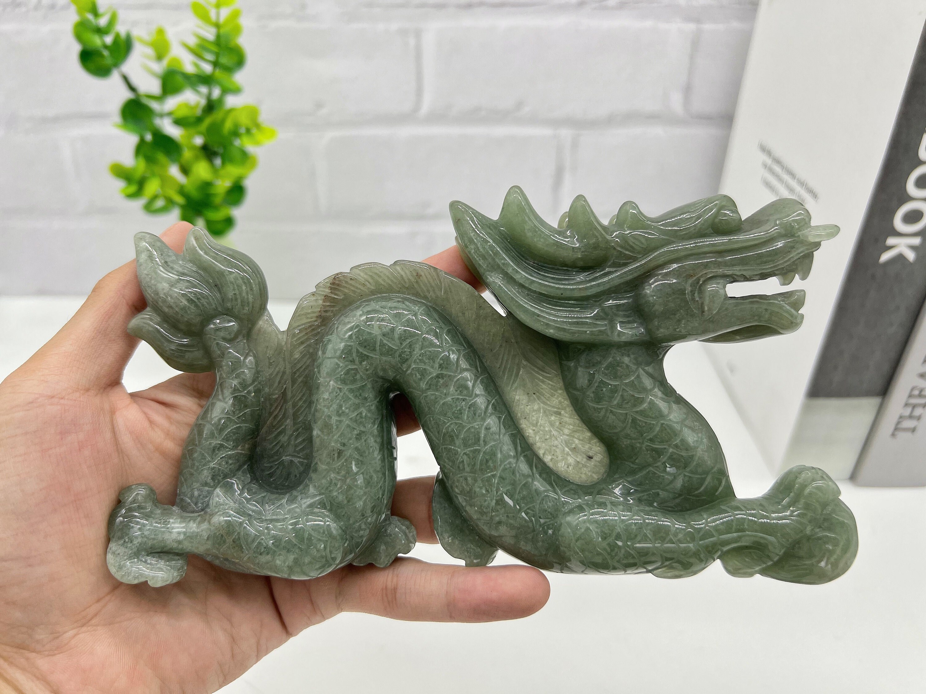 Chinese Jade Jade Dragon Dragon Sculpture Chinese Dragon Desk Decor Etsy