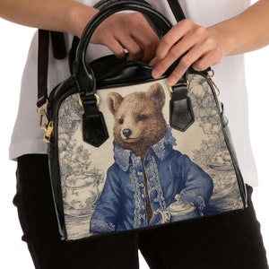 Elegante königliche Bären-Umhängetasche - Toile Design-Handtasche, perfektes Geschenk für Sie, Mutter, Geburtstag, ideal für alle Gelegenheiten