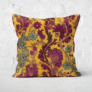 Mustard Yellow and Plum Post-Impressionist Pillow Case, Yellow Green and Purple, Farmhouse Decor, Housewarming Gift, Case Only