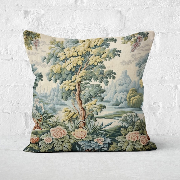 Trees & Flowers Pillow | Iconic Fashion Legends Art | Jacquard and Belgian Tapestry Essence, Case Only