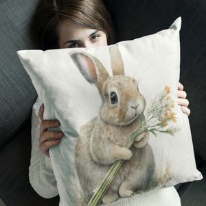 Adorable Easter Bunny Throw Pillow | Bunny Pillow, Easter Pillow, Rabbit Pillow | Decorative Pillows, Easter Decor | Insert Included