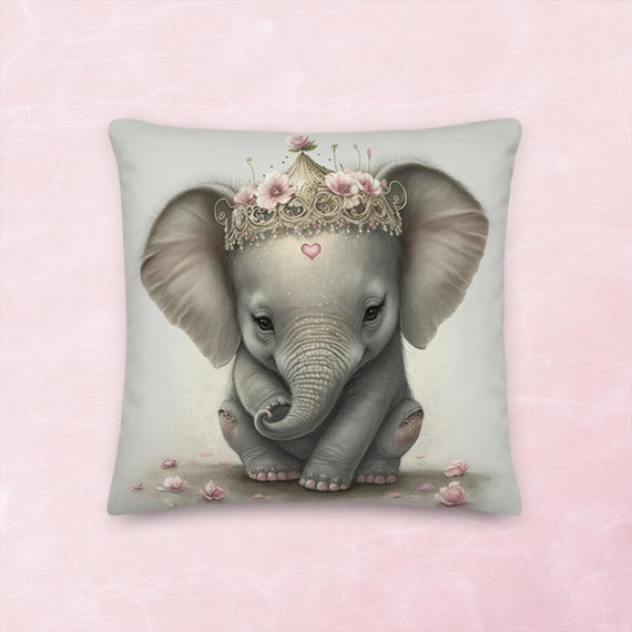 Baby Elephant Princess Pillow Elephant Pillow Princess Pillow Cute Pillow Kids Room Pillow Pillows for Kids Insert Included Etsy