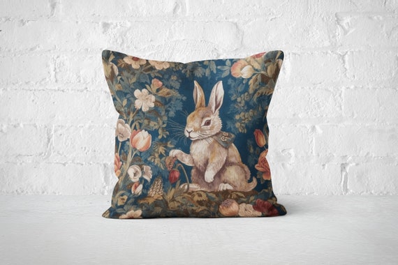 Adorable Bunny Pillow | Vintage Rabbit French Country Chic Cushion | Nursery Bunny Decor | Mother's Day Gift | INSERT INCLUDED