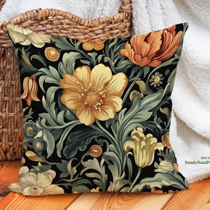 Elegant Garden Pillow William Morris Style Bloom Burst Art Deco Nature Lover Gift, Insert Included #SHP2170