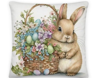 Precious Easter Bunny Pillow | Easter Decor, Accent Pillow, Easter Accent Cushions, Easter Gift Basket Stuffer | Insert Included