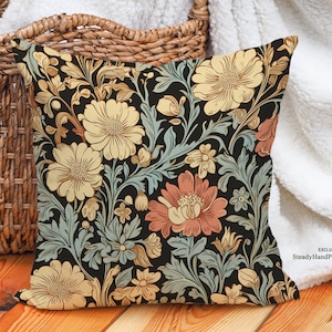 Vintage Blossom Elegance Pillow, William Morris Style Floral Cushion, Cottagecore Decor, Spring Floral Gift, #SHP2168