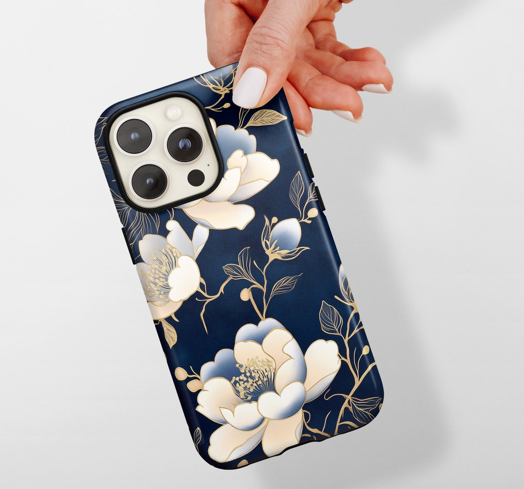 Cell Phone Clutch-Garden Party Blue - Black