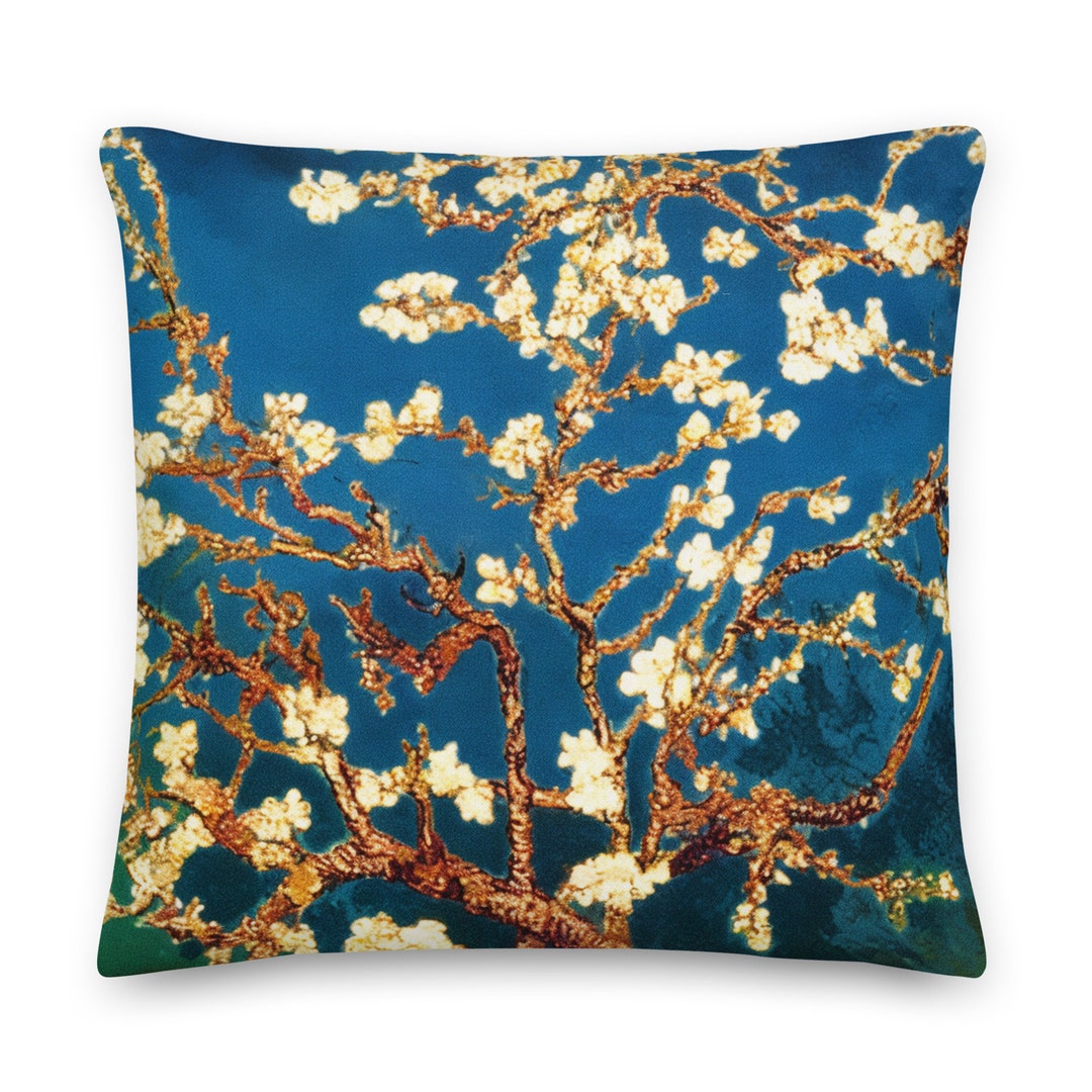 Almond Blossom Pillow Inspired by Van Gogh, Decorative Pillow, Floral
