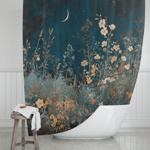 Twilight Blossom Serenity Shower Curtain • Tranquil Home Gift • Floral Bath Decor • Designer Curtain • Durable & Washable • #SHP1734