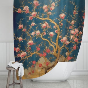 Blossoming Serenity Shower Curtain • Spring Cherry Blossoms Bath Decor • Floral Artistic Gift • Elegant Waterproof Curtain • #SHP1740