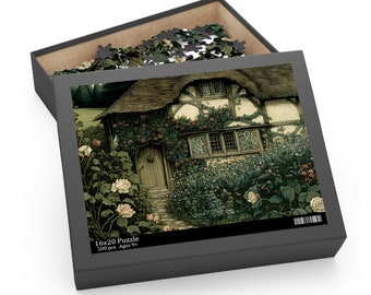 Fairytale Cottage Jigsaw Puzzle (120, 252, 500-Piece) Adult Puzzles, Cottagecore Puzzles, Unique Puzzle, Jigsaw Puzzle Gifts