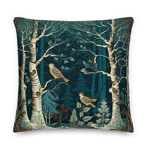 Fairytale Birch Tree Forest with Birds | Cottagecore Pillow, Forestcore Pillow, Fairytale Pillow, Living Room Pillow | Insert Included