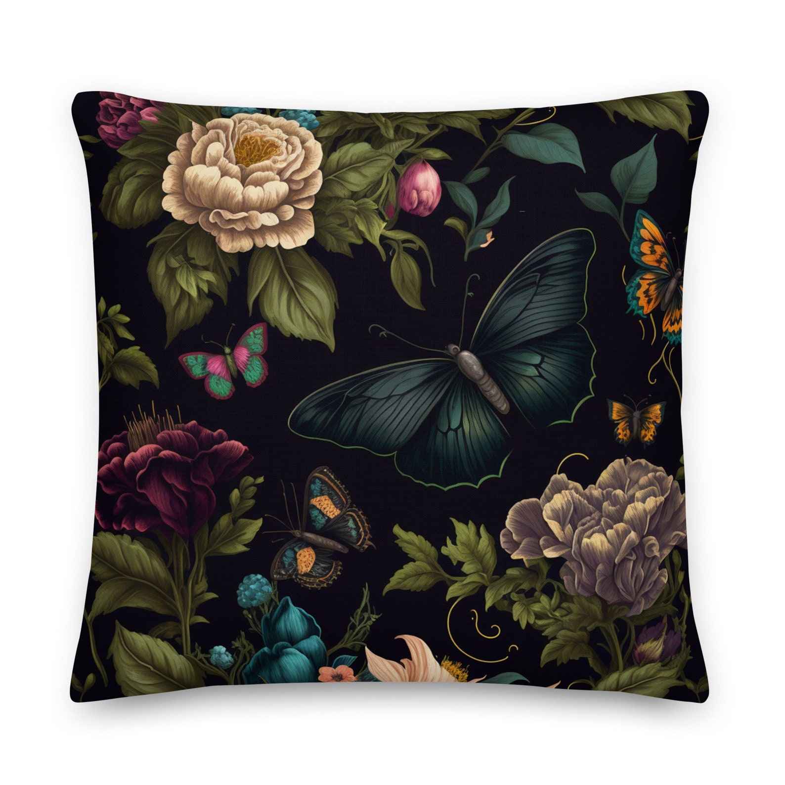 Dramatic Pillows Dramatic Butterflies Floral Pillow | Cottagecore Pillows, Decorative ...