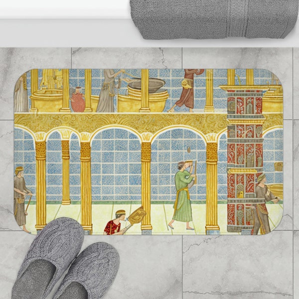 Tapis de bain de style mosaïque pour bains romains design | Décor de salle de bain | Tapis de douche • Tapis de bain artistique • Tapis en mousse à mémoire de forme en microfibre