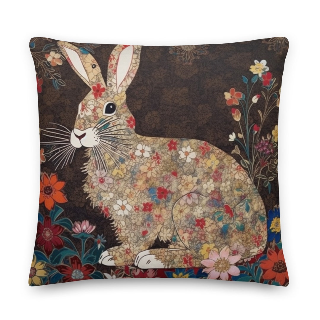 Art Nouveau Rabbit Pillow Floral Bunny Pillow Unique Gift - Etsy