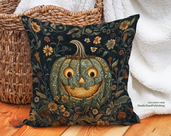 Whimsical Pumpkin Throw Pillow | Halloween Decorative Cushion | Spooky Fall Home Decor, Halloween Gift, #SHP2116