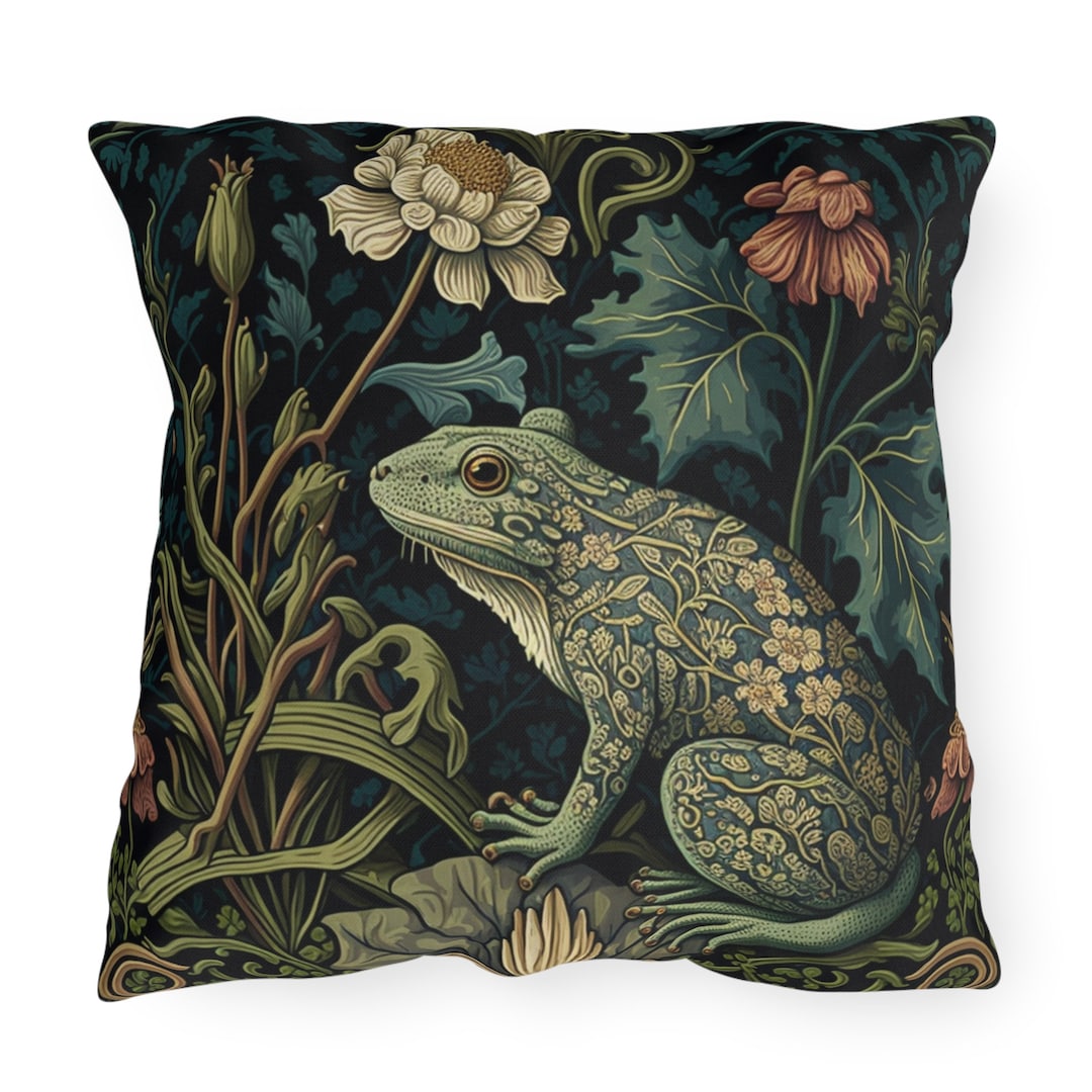 Outdoor Frog Pillow William Morris Garden Cushion, Water UV Mildew ...