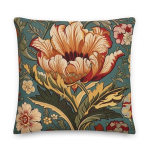 Morris Floral Pillow - William Morris Inspired Decorative Pillow, Flower Pillow, Floral Decor, Farmhouse Decor, Cottagecore, INSERT INCLUDED