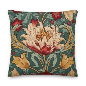 Morris-Inspired Cushion - Floral William Morris Pillow, Floral Pillow, Rustic & Cottage Charm, INSERT INCLUDED