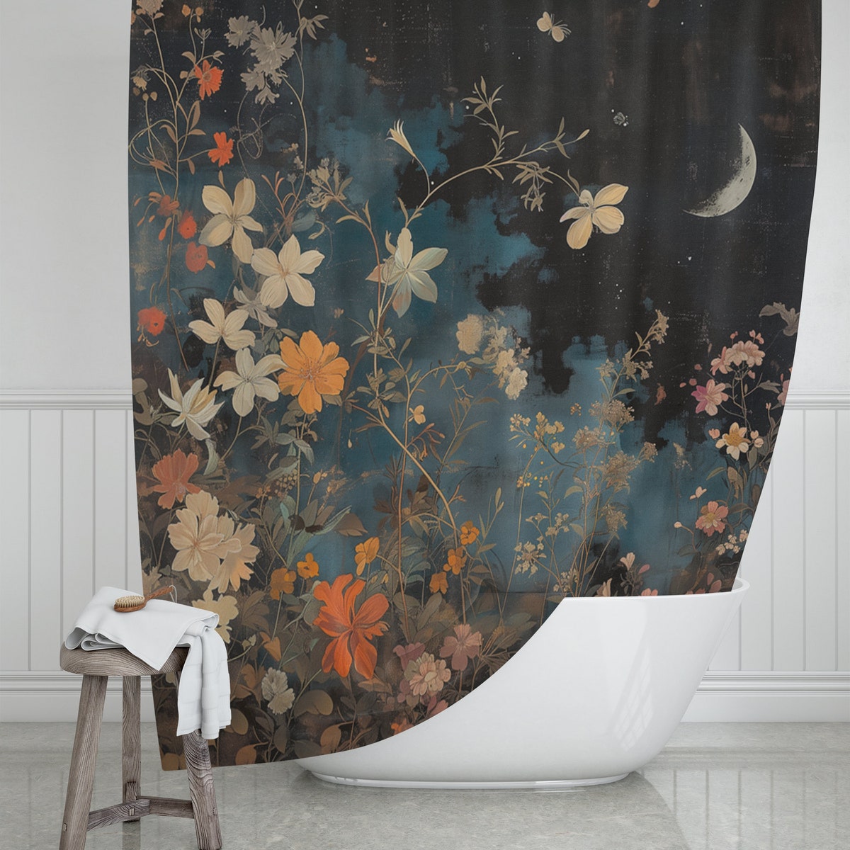 Midnight Florals Whisper Shower Curtain Chic Garden Gift Artistic Bathroom Decor Waterproof Unique Curtain SHP1735 - Etsy