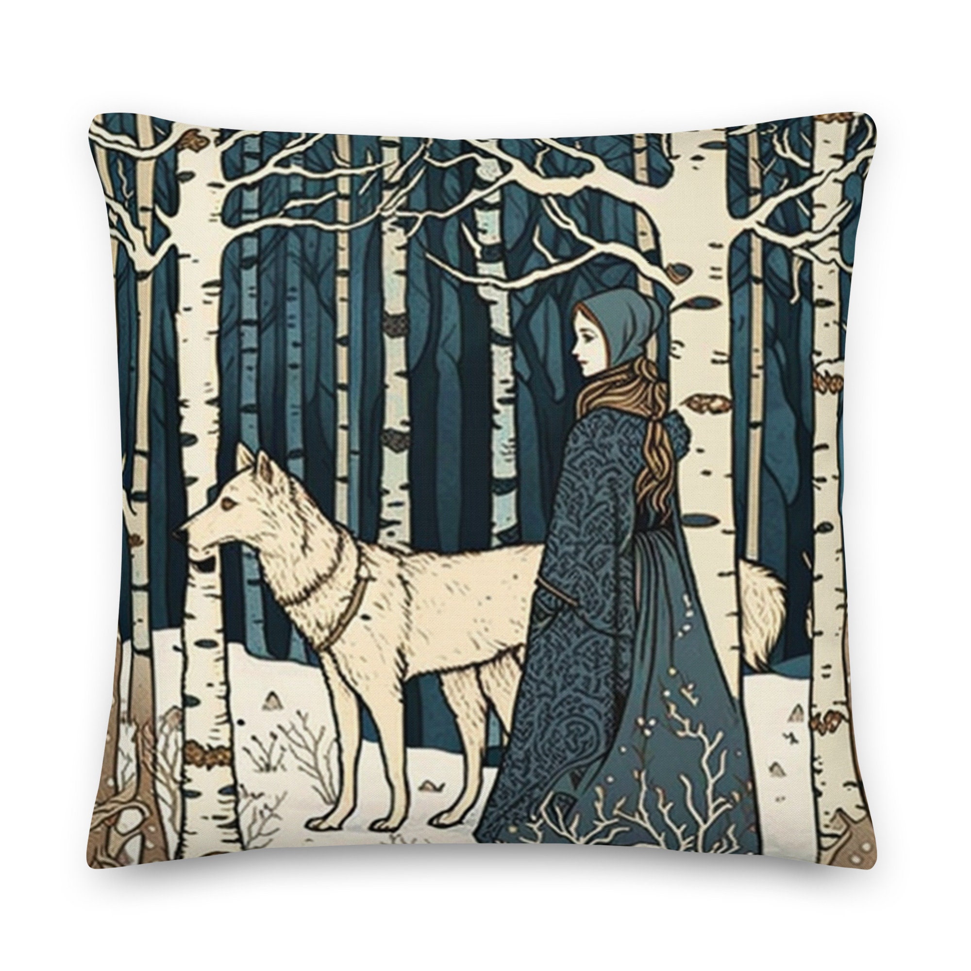 Cute Throw Pillows for Christmas Throw Pillow Covers Woodland Creatures  Enchanted Forest Wolf in Winter Forest Woodland Friends 