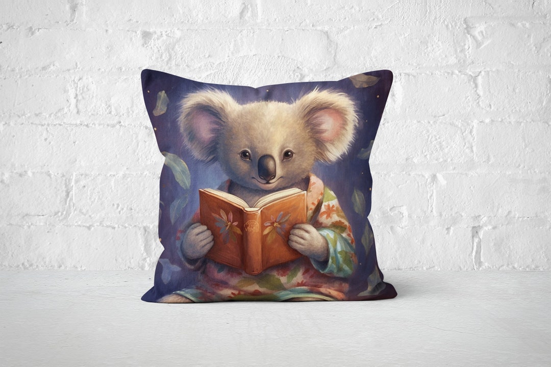 Storytime Koala Pillow, Koala Baby Gift, Whimsical Koala Nursery Decor