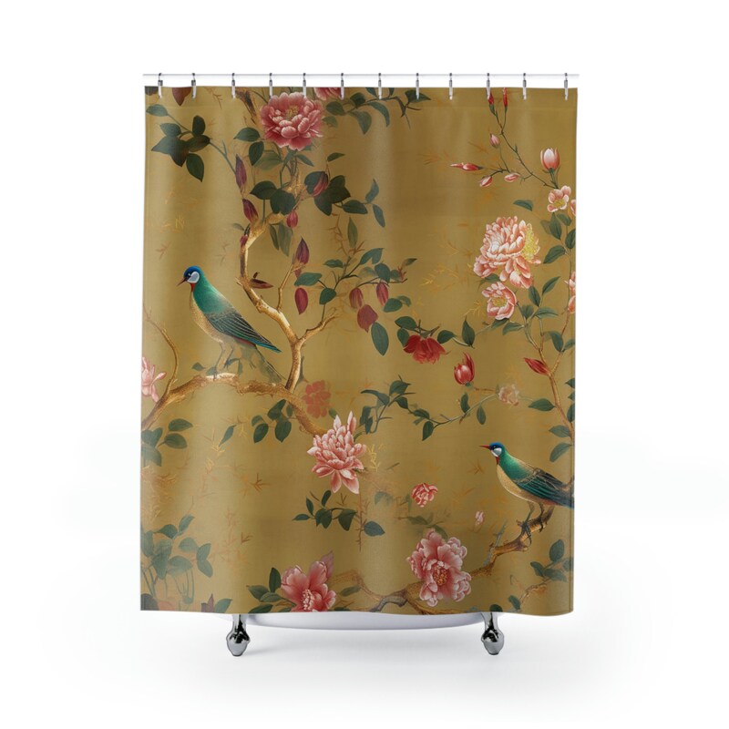 Golden Bug Pattern Print Bathroom Shower Curtain
