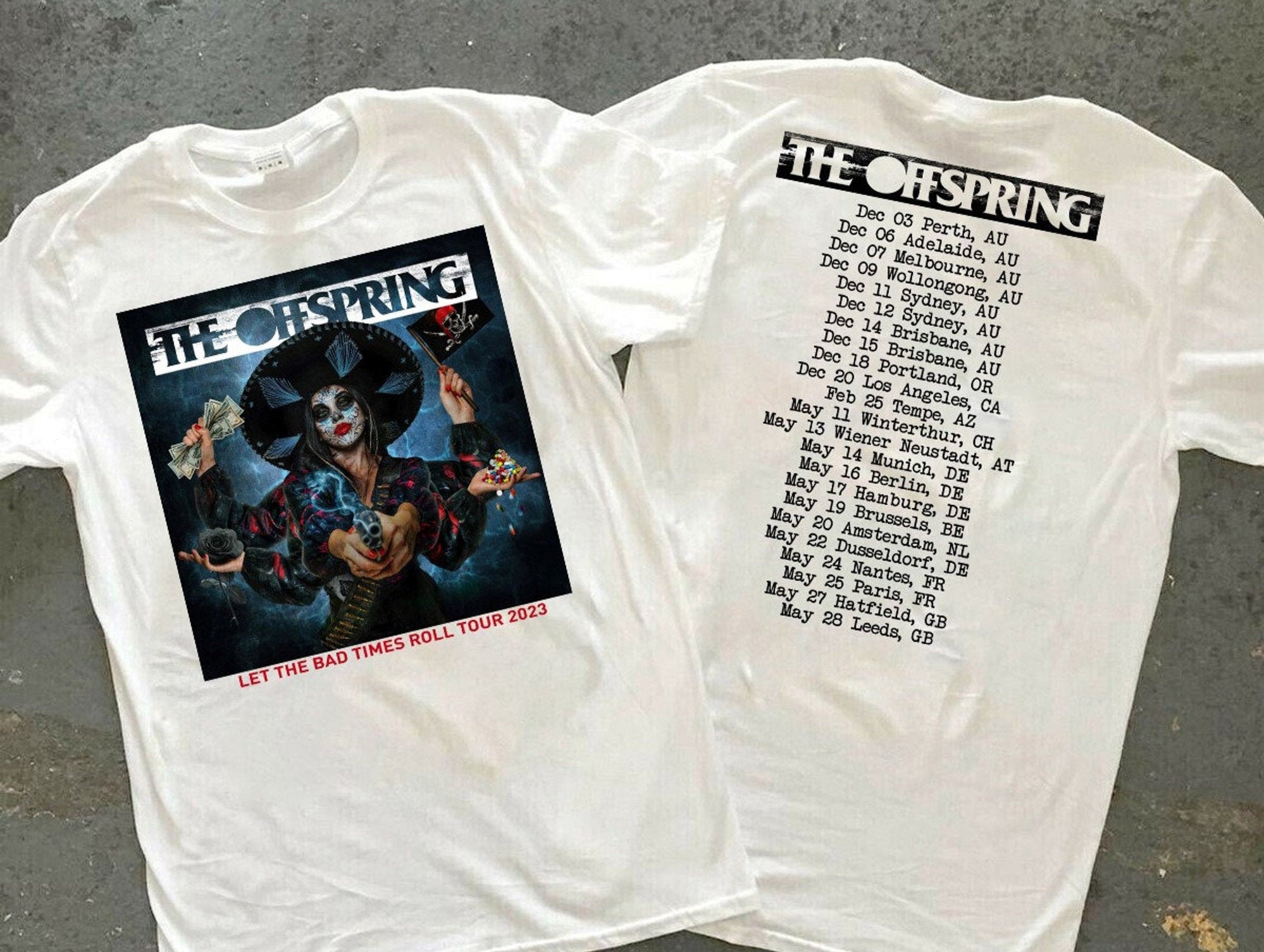 Discover The Offspring T-Shirt, The Offspring Let The Bad Times Roll Tour T-Shirt, Rock Concert T-Shirt