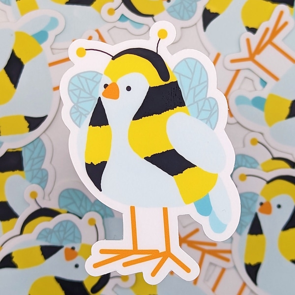 Bumble Bee Birb - Vinyl Waterproof Sticker Target Fabric Bird Inspired