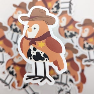 Cowboy with Cow Print - Sheriff - Vinyl Waterproof Sticker - Target Fabric Bird Inspired