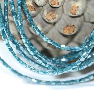 Faceted Natural Blue Diamond Tube Beads: AAA+ Quality, 16 Inch