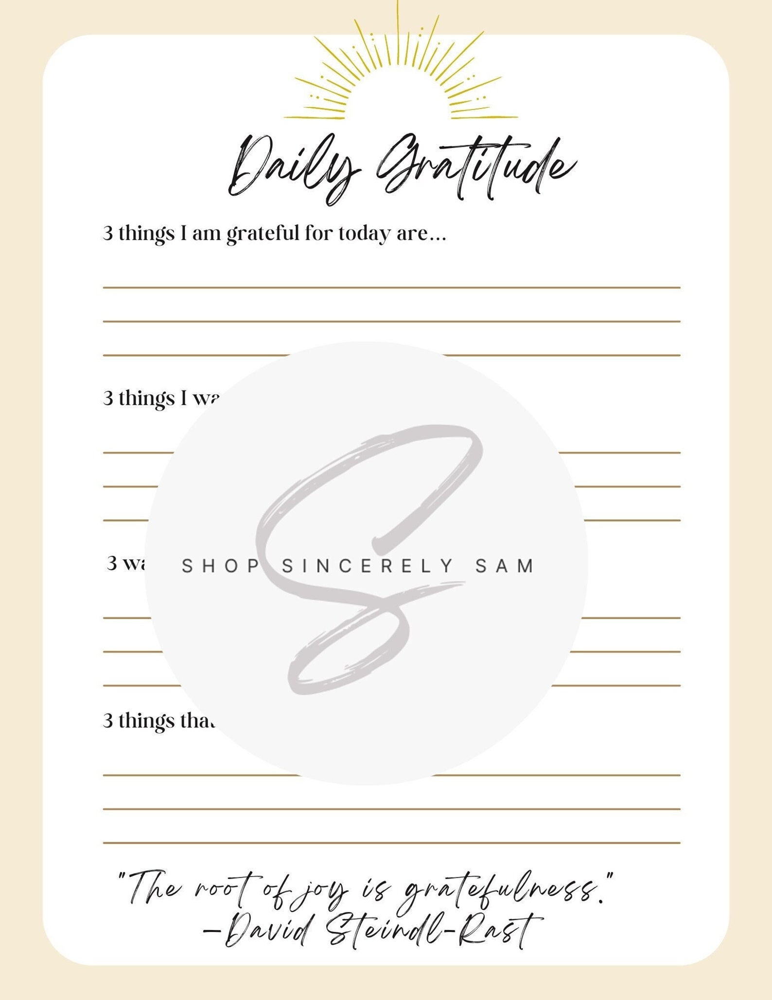 Printable Daily Gratitude Journal - Etsy