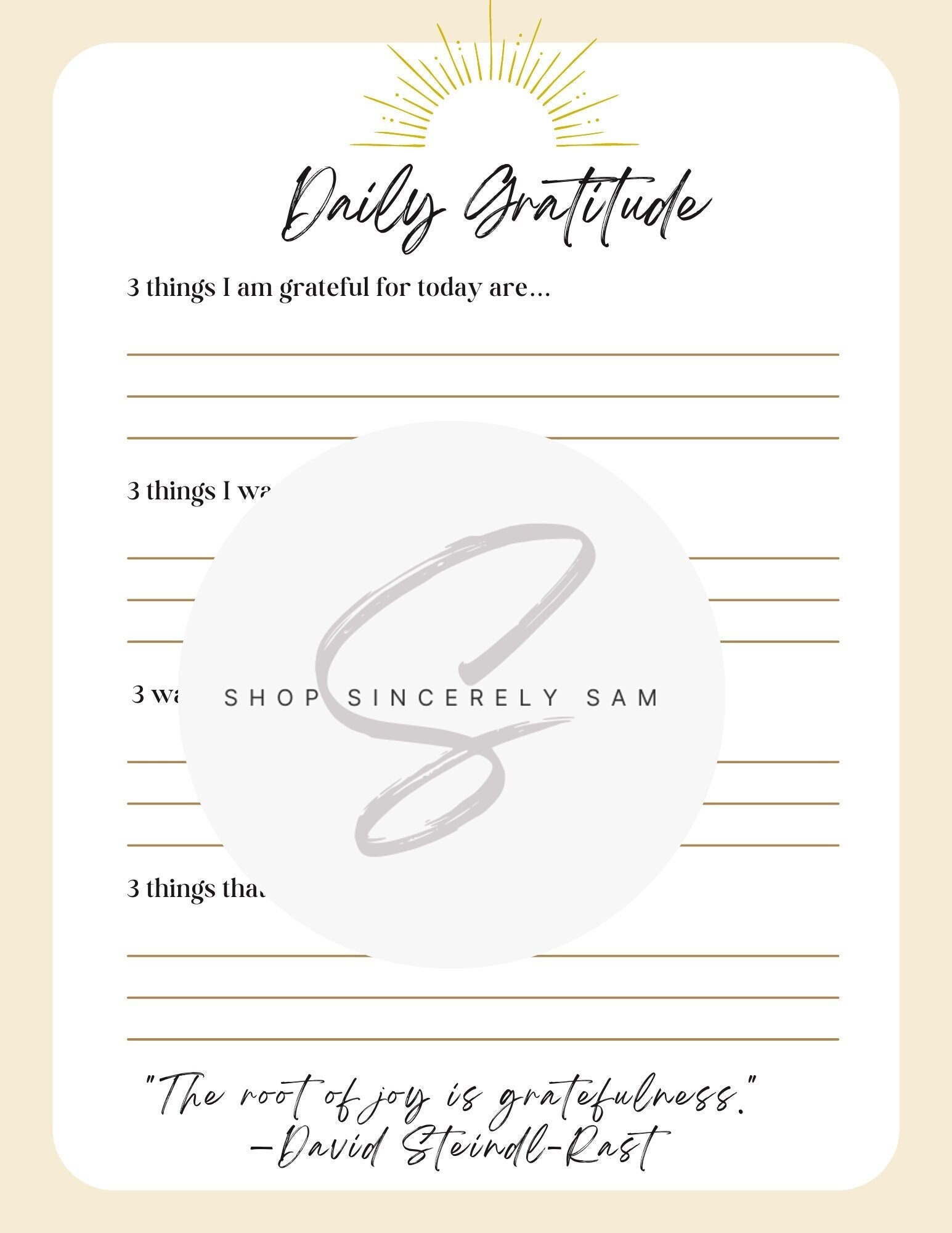 Printable Daily Gratitude Journal - Etsy