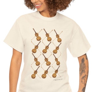 Fiddles All In Rows Unisex Short Sleeve Cotton Tee Shirt Whitetop Arts