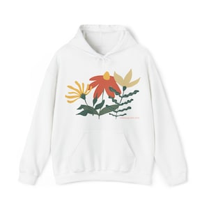 Big Flowers Unisex Heavy Weight Hooded Sweatshirt Whitetop Arts