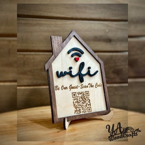 Wifi password sign, home decor sign, personalized QR wifi sign, guest room decor, engraved sign, custom wifi sign, airbnb, custom sign