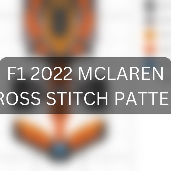 F1 2022 McLaren cross stitch pattern // PDF of the MCL36 car of Lando Norris and Daniel Ricciardo