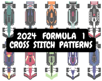 F1 2024 cross stitch pattern for all 10 teams // PDF pattern