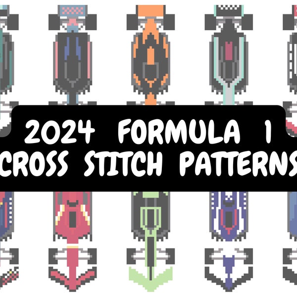F1 2024 cross stitch pattern for all 10 teams // PDF pattern