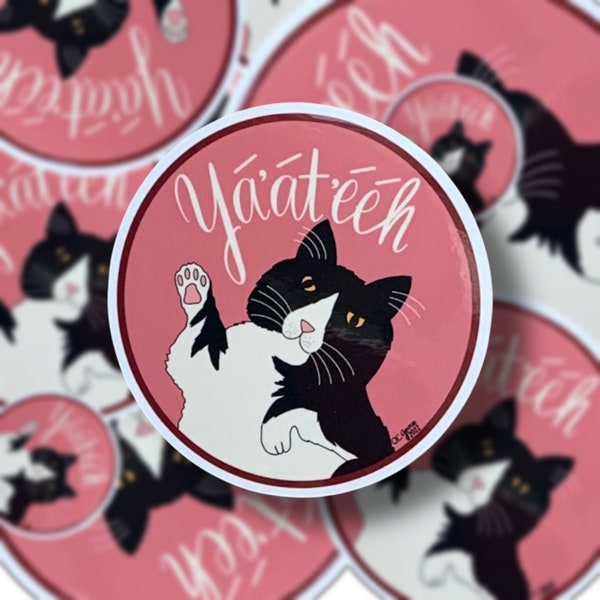 Yá’át’ééh Mósí Cat Vinyl Sticker