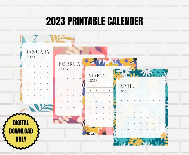 Printable Calendar A4 Calendar With Flower Background - Etsy