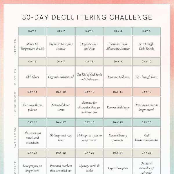 30 Day De Clutter Challenge